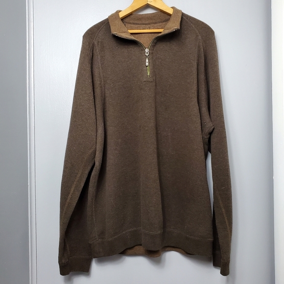TOMMY BAHAMA Brown Knit Half Zip Sweater - Picture 1 of 4